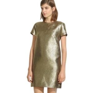 Madewell gold metallic shift dress